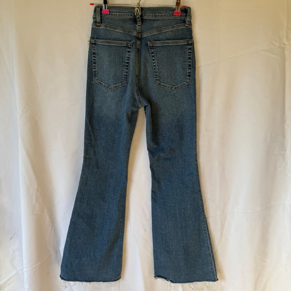 FRAME Flare Jeans Women’s Blue Size 26 Le Easy Raw Hem High-Rise Denim NWT - Picture 5 of 10